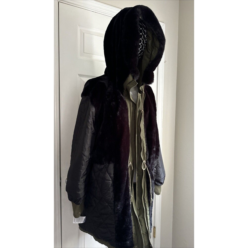 Gap Big Puff Jacket Women Sz Green Long Sleeve Zipper Pockets Fluffy - Picture 5 of 16